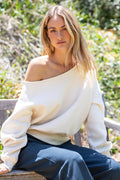 FRENCH TERRY FLEECE OFF SHOULDER SWEATSHIRT