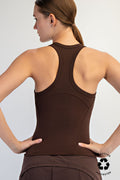 BUTTER SLEEVELESS RACER BACK TANK TOP-Espresso