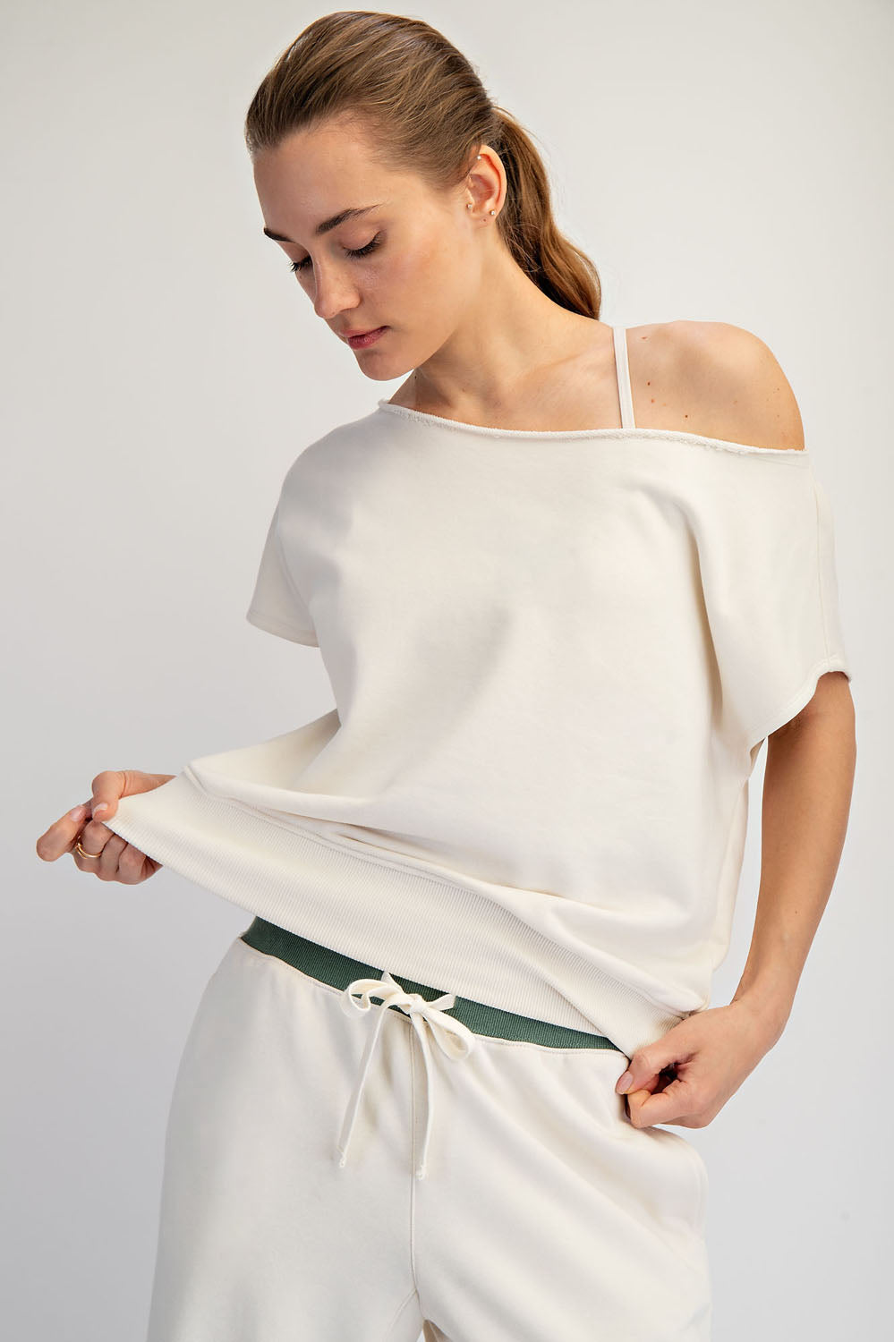 French Terry Off Shoulder Top