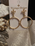 Weisinger Designs Cross pearl accent circle earrings