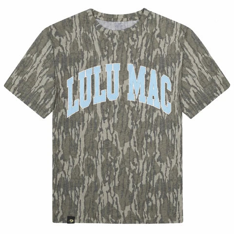 Lulu Mac Blue Letters Mossy Oak Tee