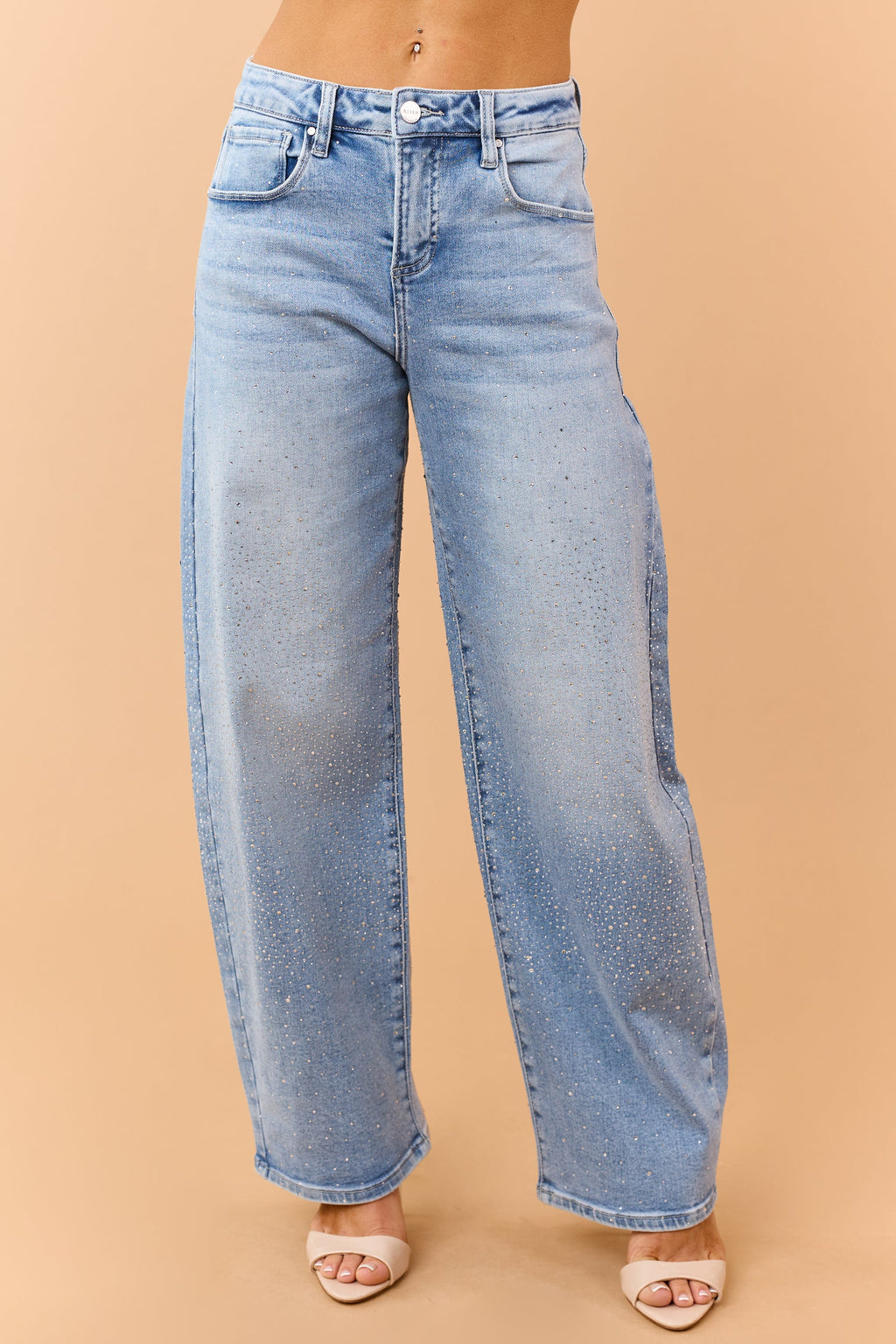 RISEN Midnight Shine Starburst Rhinestone Studded JEANS