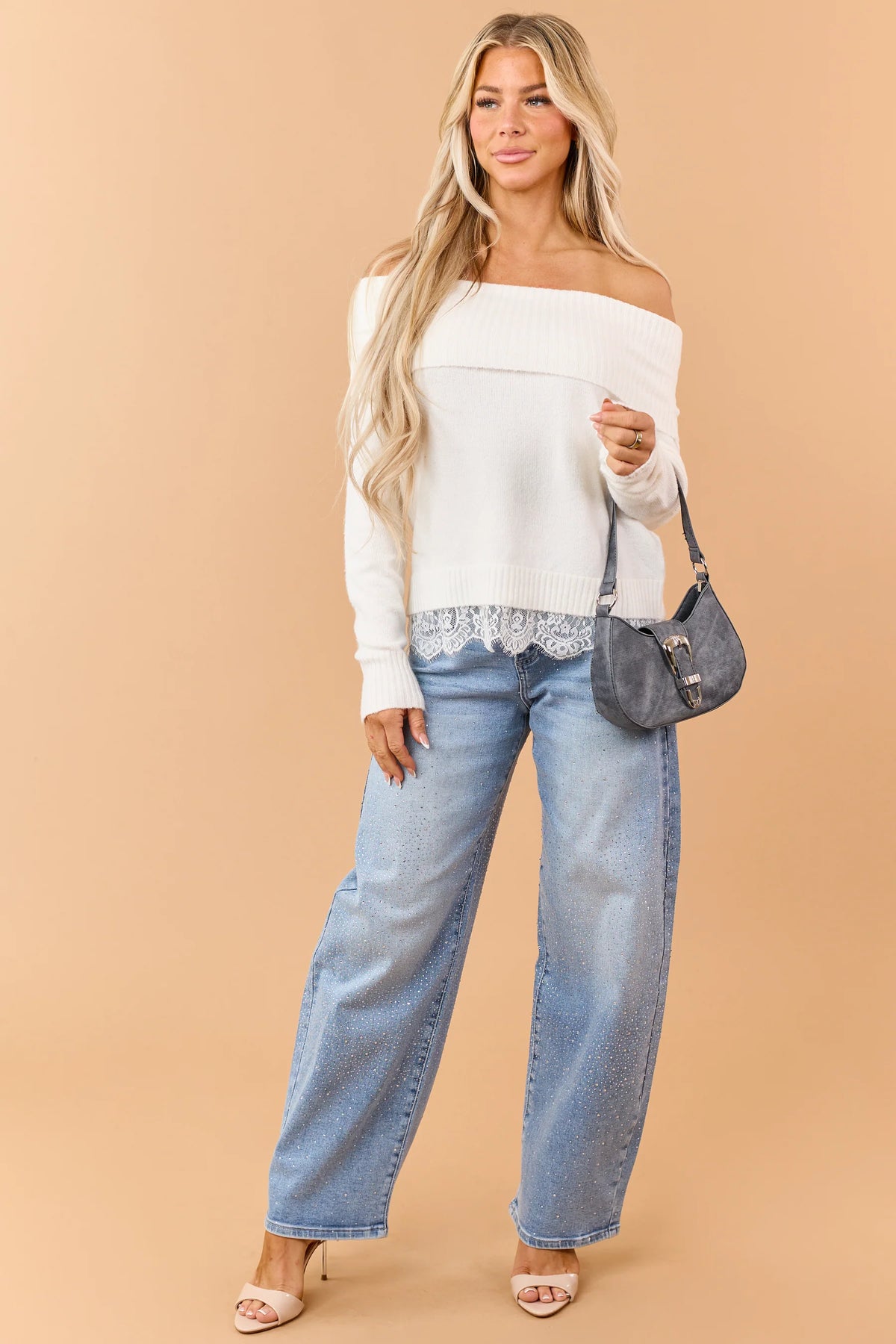 RISEN Midnight Shine Starburst Rhinestone Studded JEANS