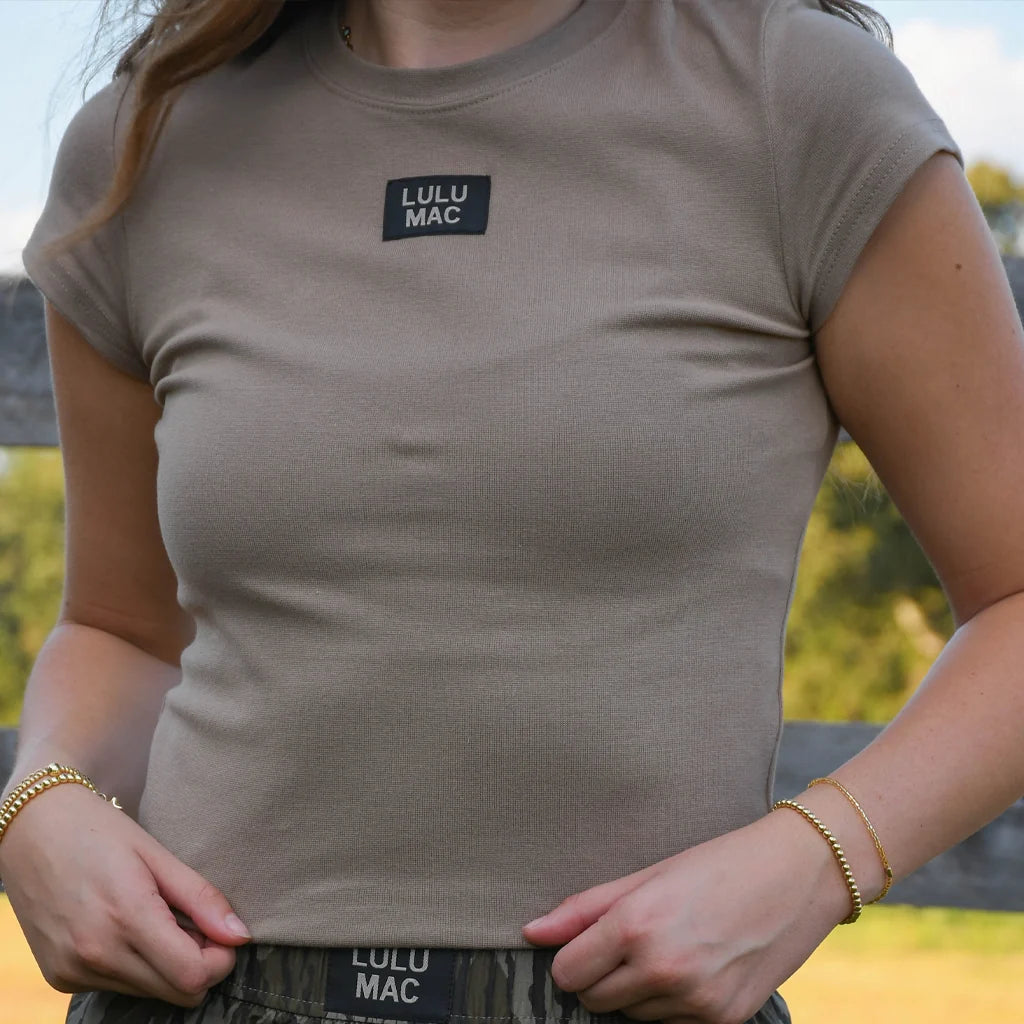 Lulu Mac LM-TP1000- BABY DOLL TOP SS-DK TAUPE