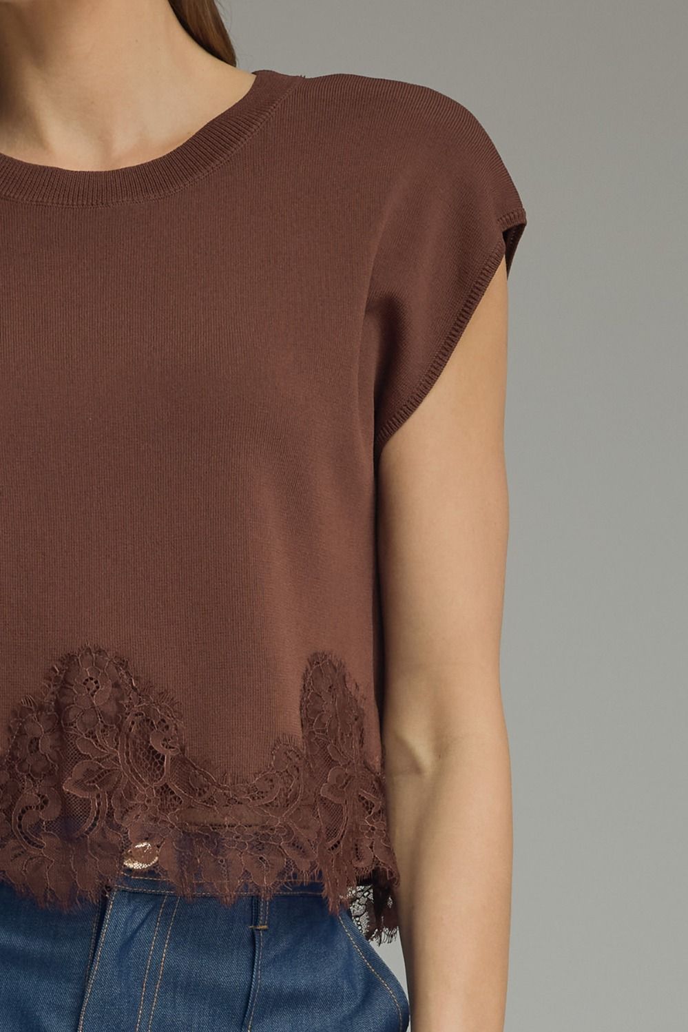 Cocoa Lace Sweater Knit Top
